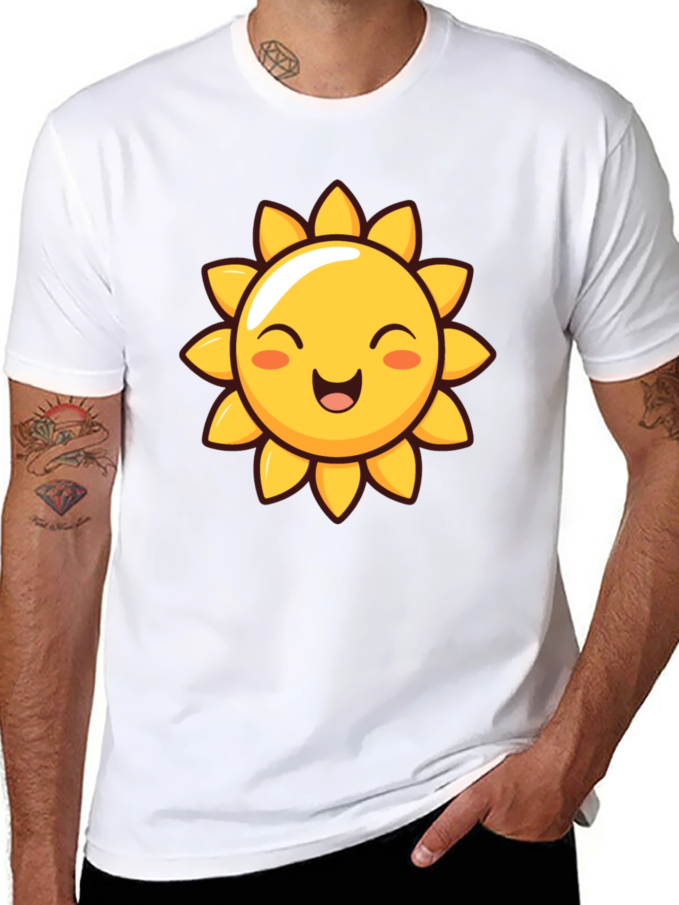 Happy Sunshine Graphic Tee - Black Cotton T-Shirt