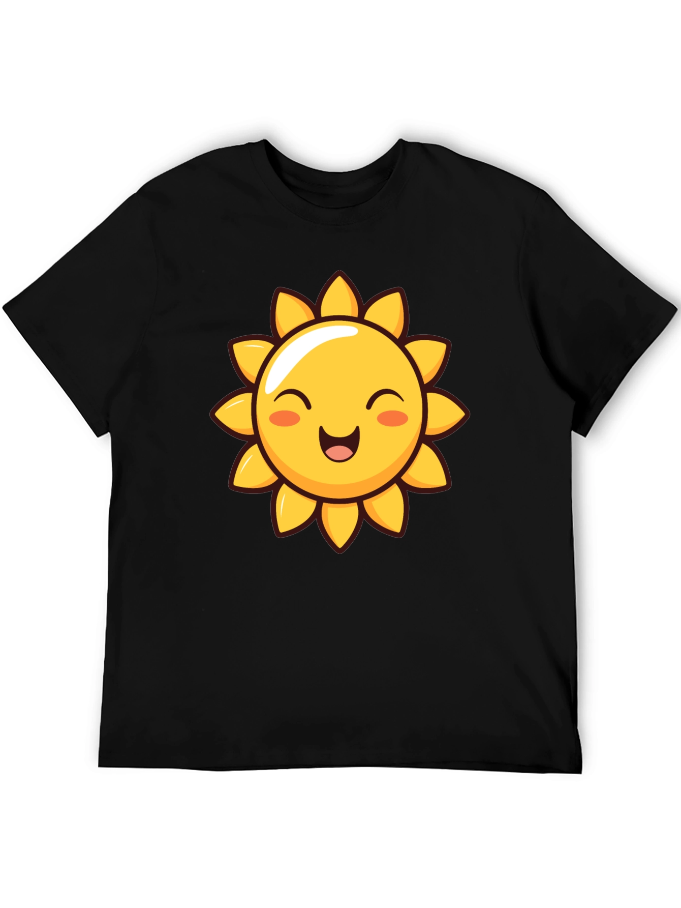 Happy Sunshine Graphic Tee - Black Cotton T-Shirt