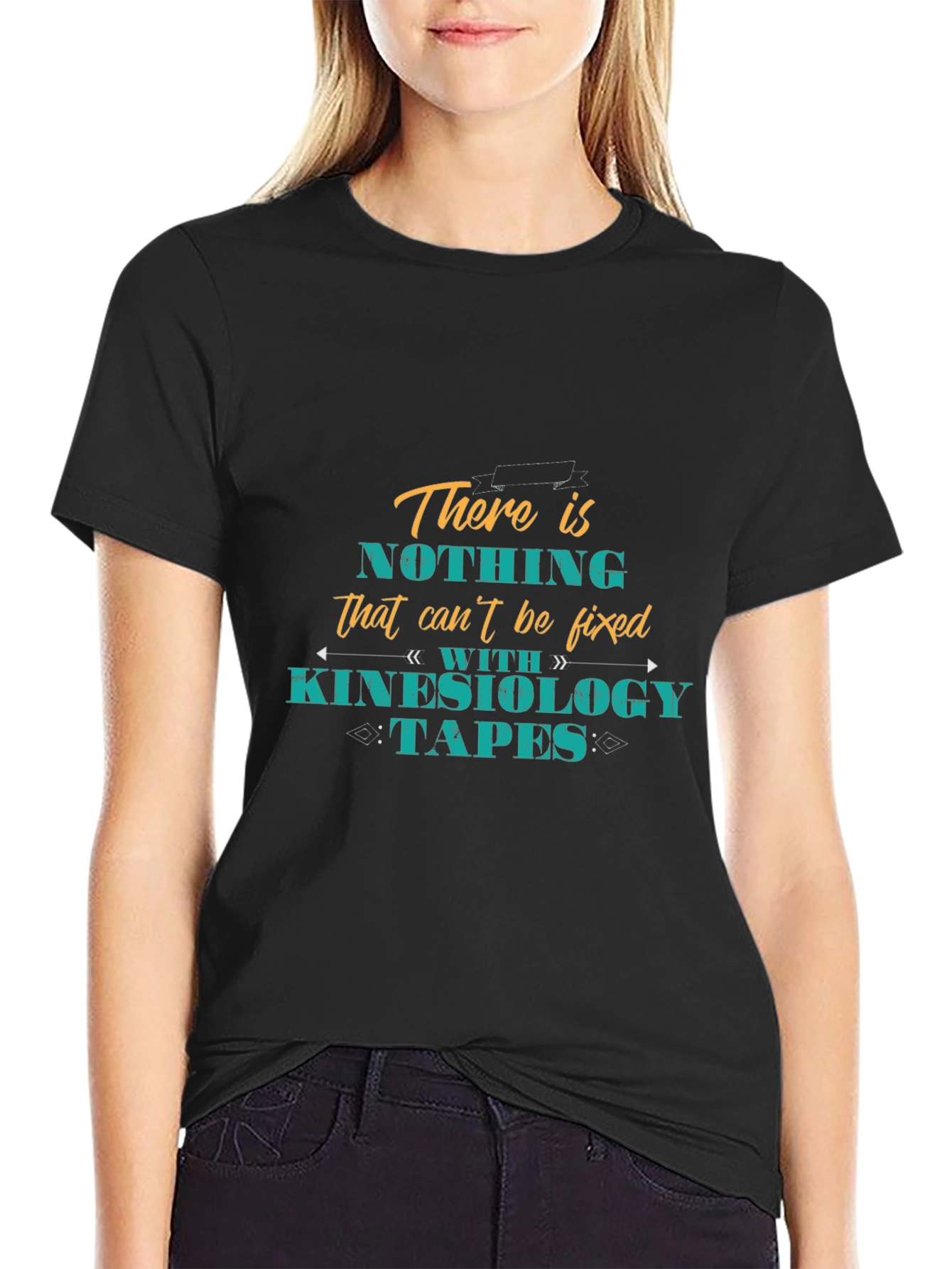 Kinesiology Tapes Fix It All Black T-Shirt