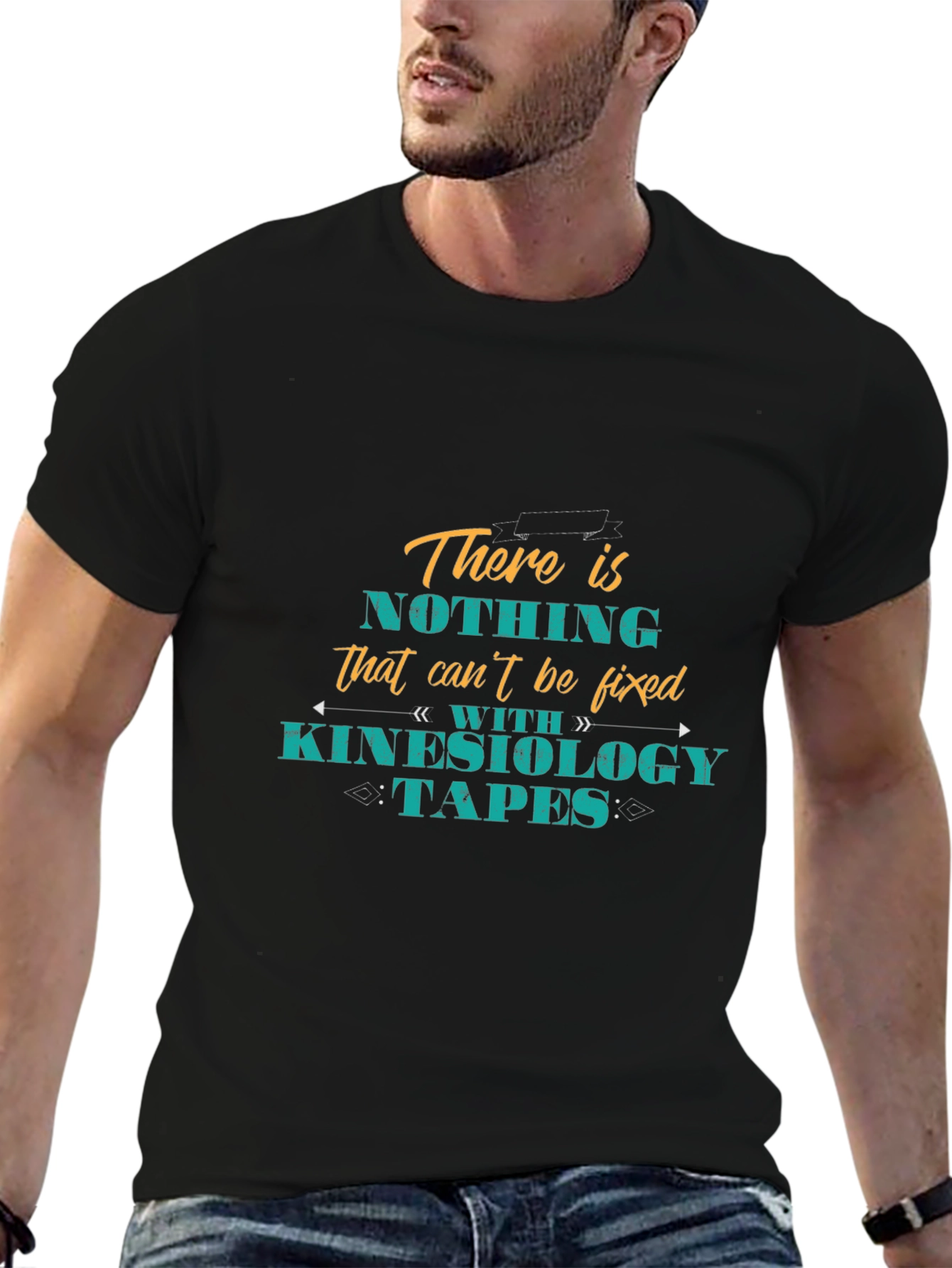 Kinesiology Tapes Fix It All Black T-Shirt
