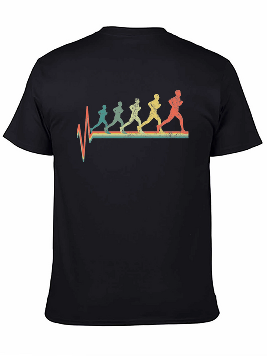 Retro Runner T-Shirt - Vintage Heartbeat Graphic Tee