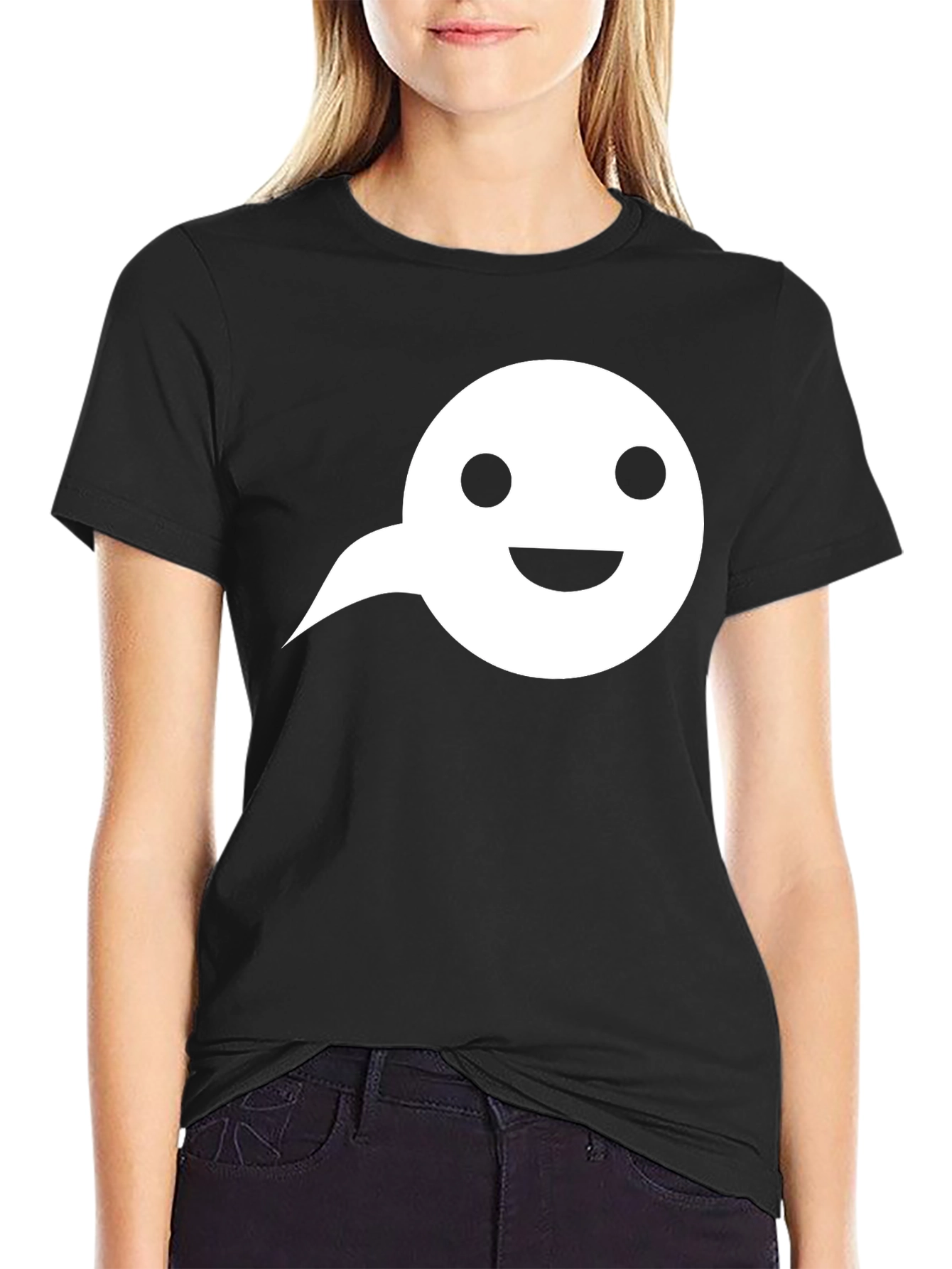 Black T-Shirt with White Speech Bubble Graphic