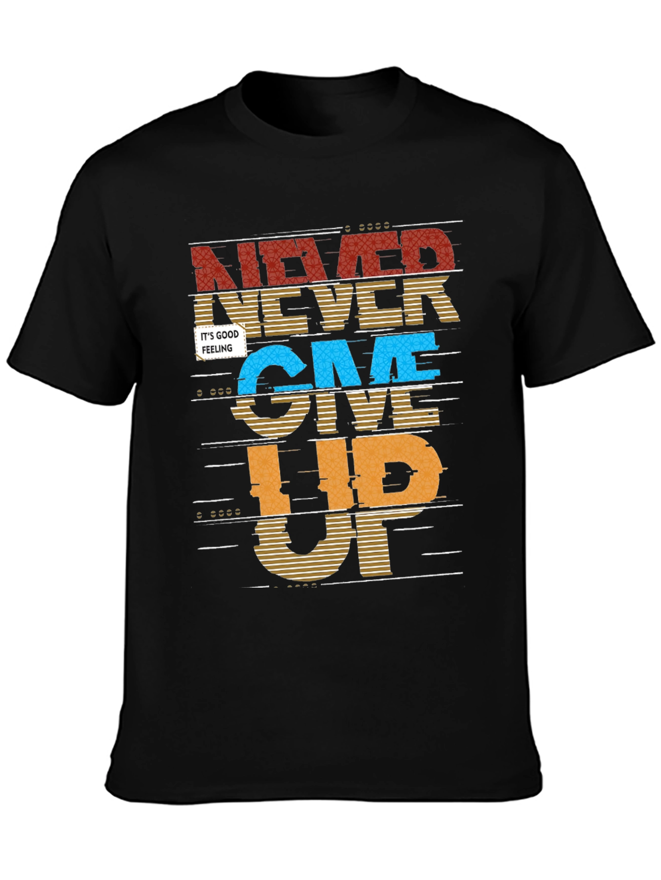 Never Give Up Graphic Print Mens T-Shirt