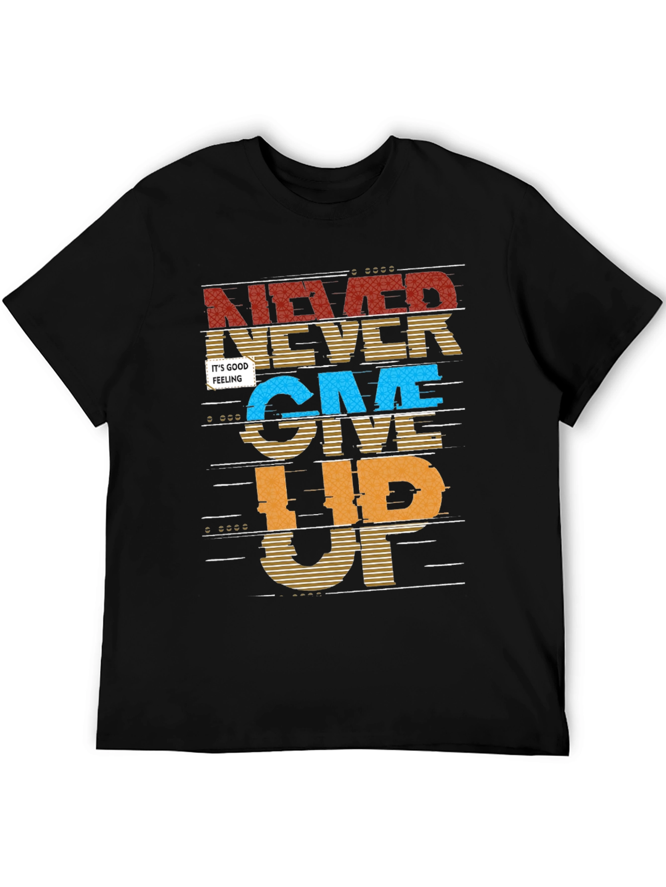 Never Give Up Graphic Print Mens T-Shirt