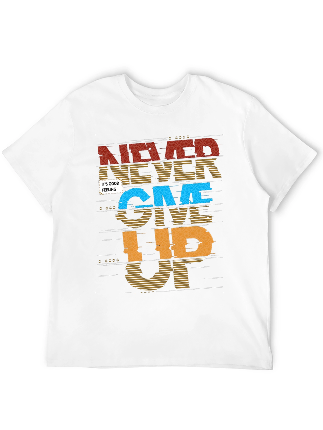 Never Give Up Graphic Print Mens T-Shirt