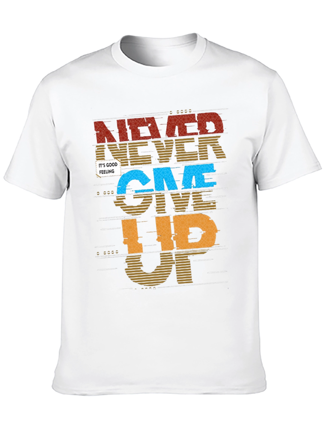 Never Give Up Graphic Print Mens T-Shirt