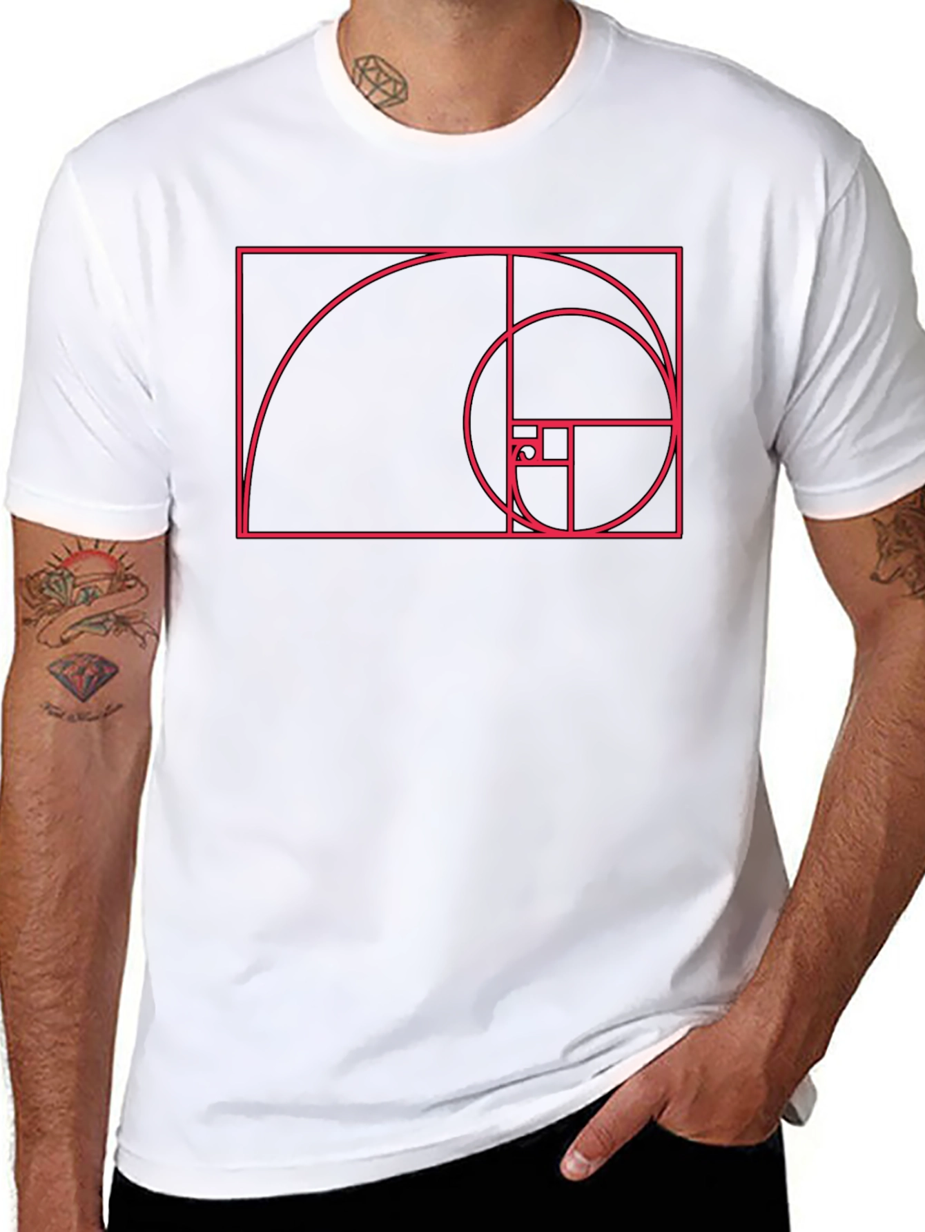 Golden Ratio Spiral Graphic Tee - Black