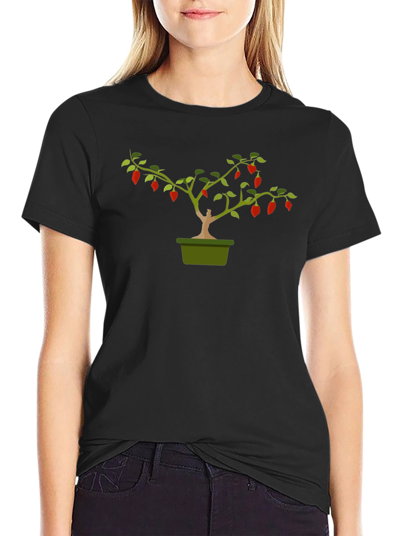 Chili Pepper Bonsai Graphic Tee - Black
