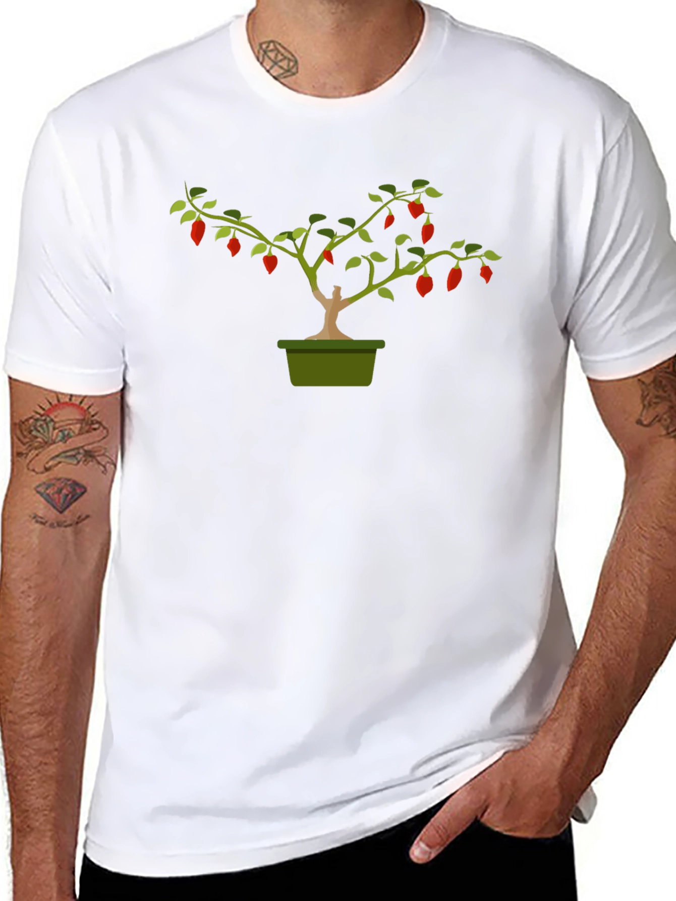 Chili Pepper Bonsai Graphic Tee - Black
