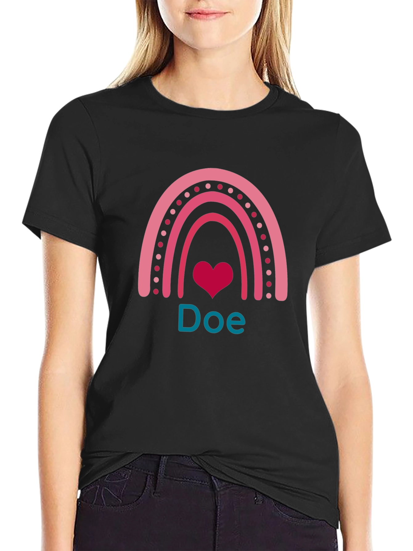 Rainbow Heart Custom T-Shirt - Doe
