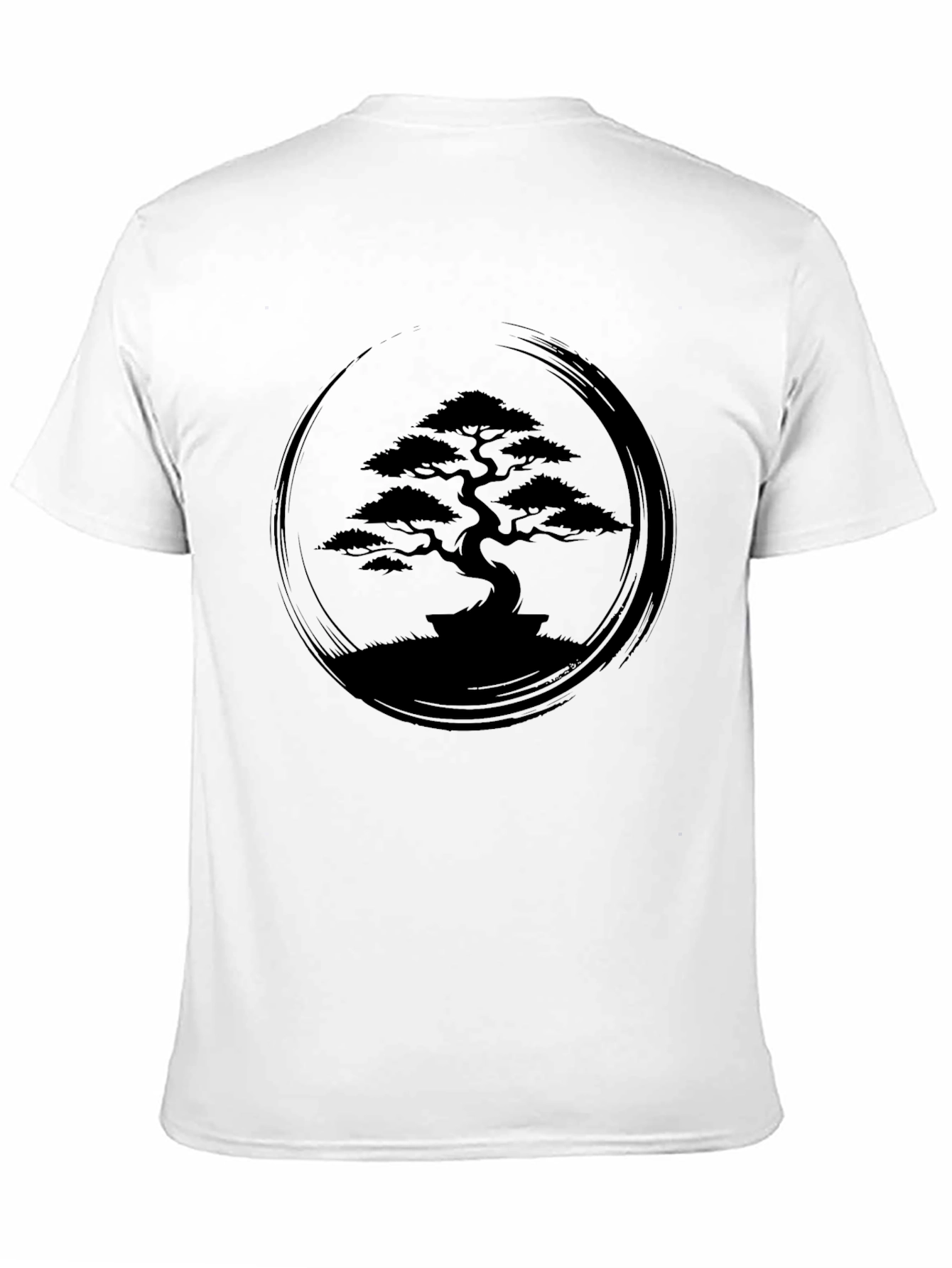 Zen Bonsai Tree Graphic Tee - Black Cotton