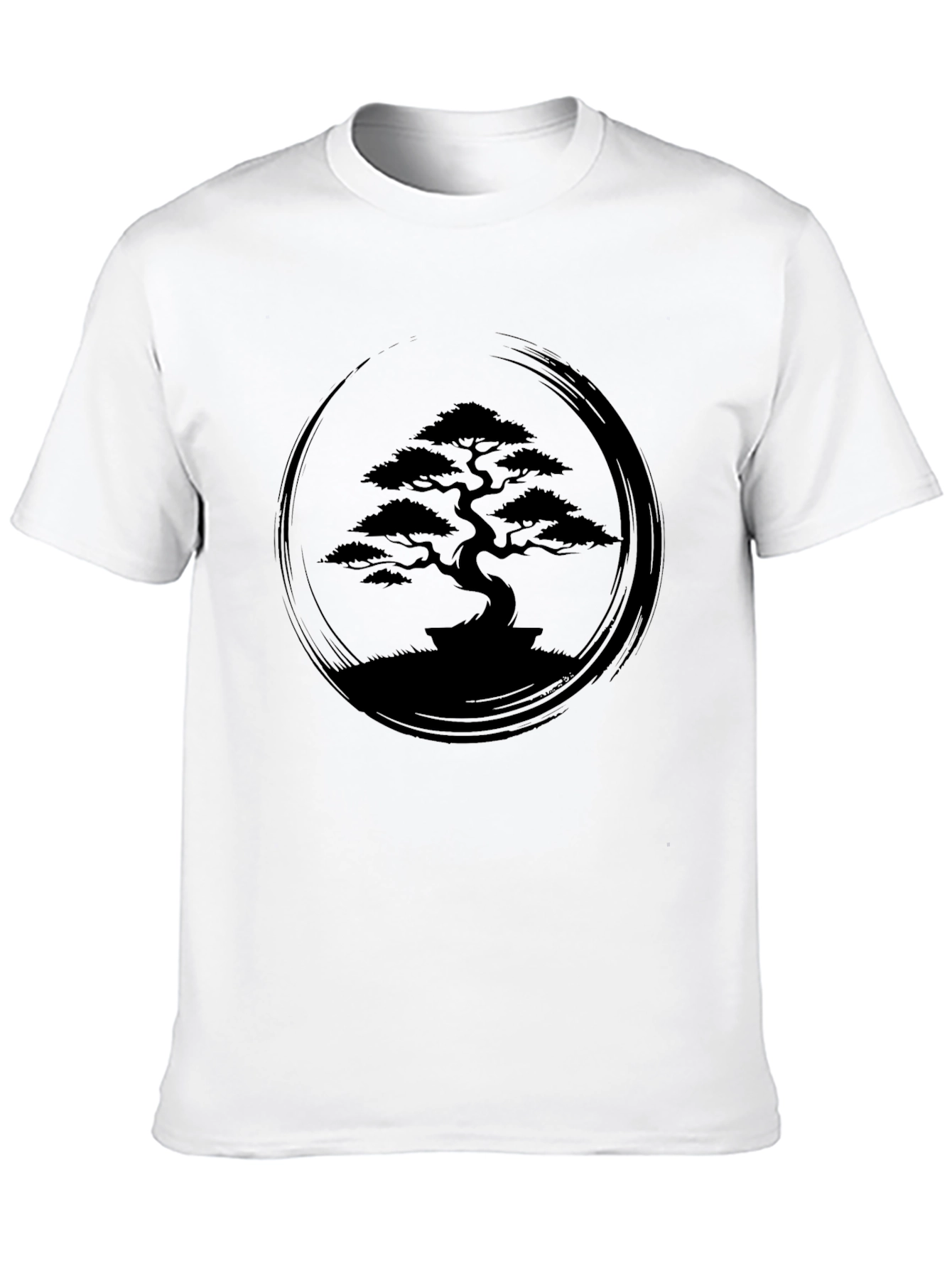 Zen Bonsai Tree Graphic Tee - Black Cotton