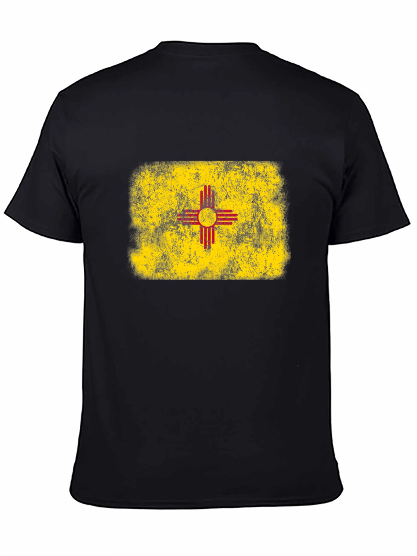 New Mexico Flag T-Shirt Distressed Black Tee