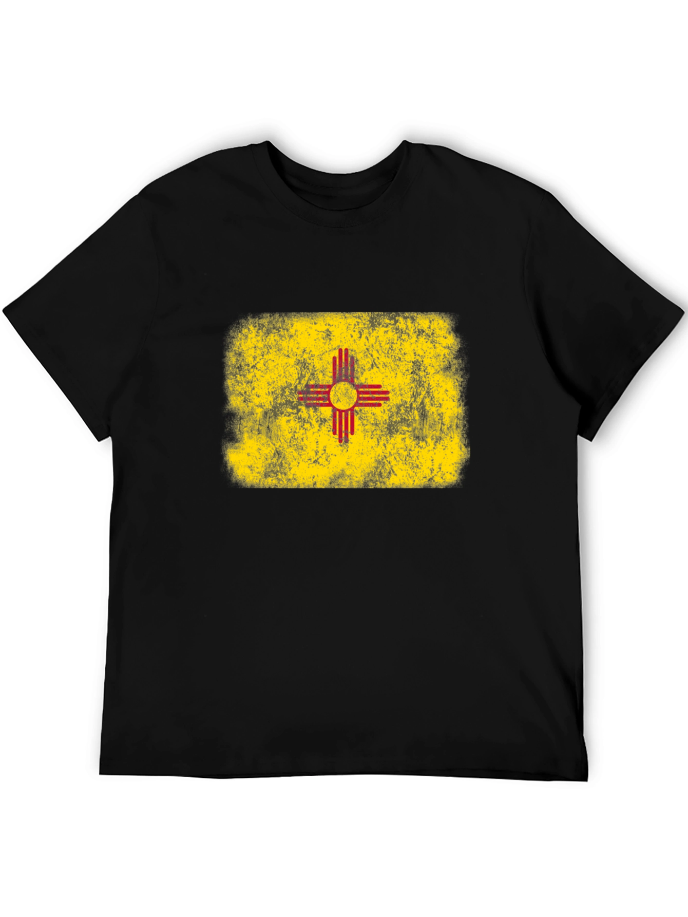 New Mexico Flag T-Shirt Distressed Black Tee
