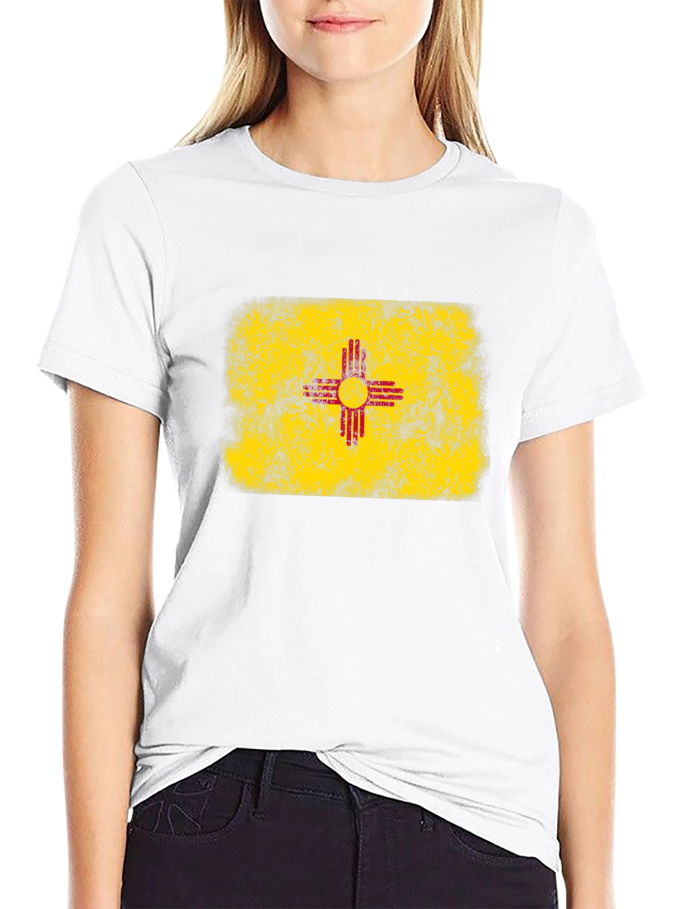 New Mexico Flag T-Shirt Distressed Black Tee