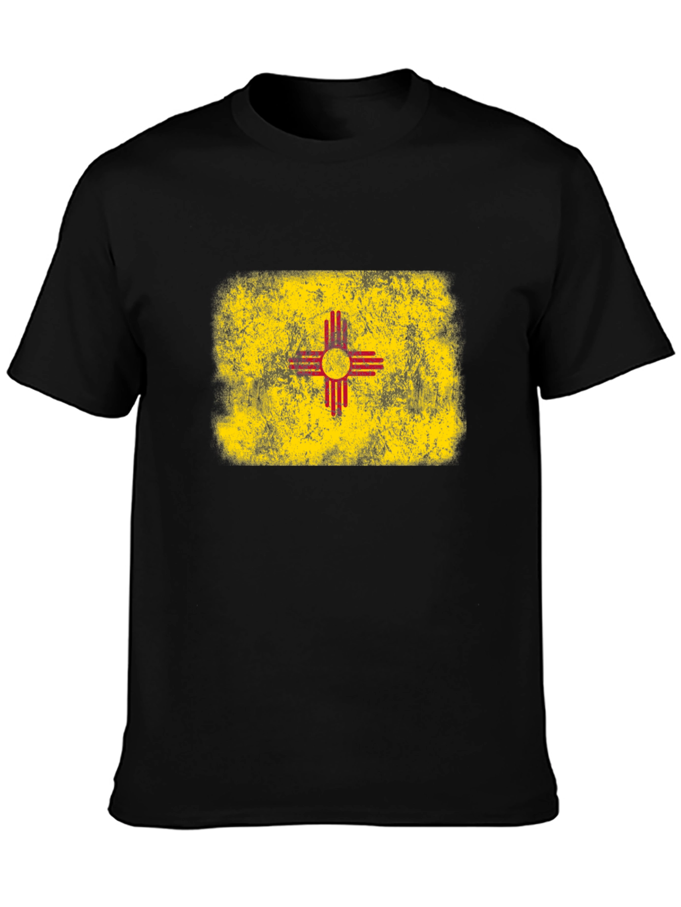 New Mexico Flag T-Shirt Distressed Black Tee