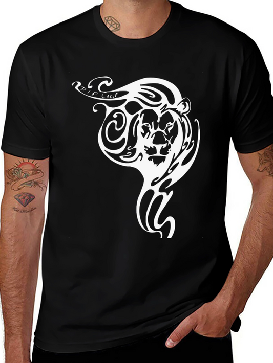 Tribal Lion Graphic Tee - Black Cotton Comfort