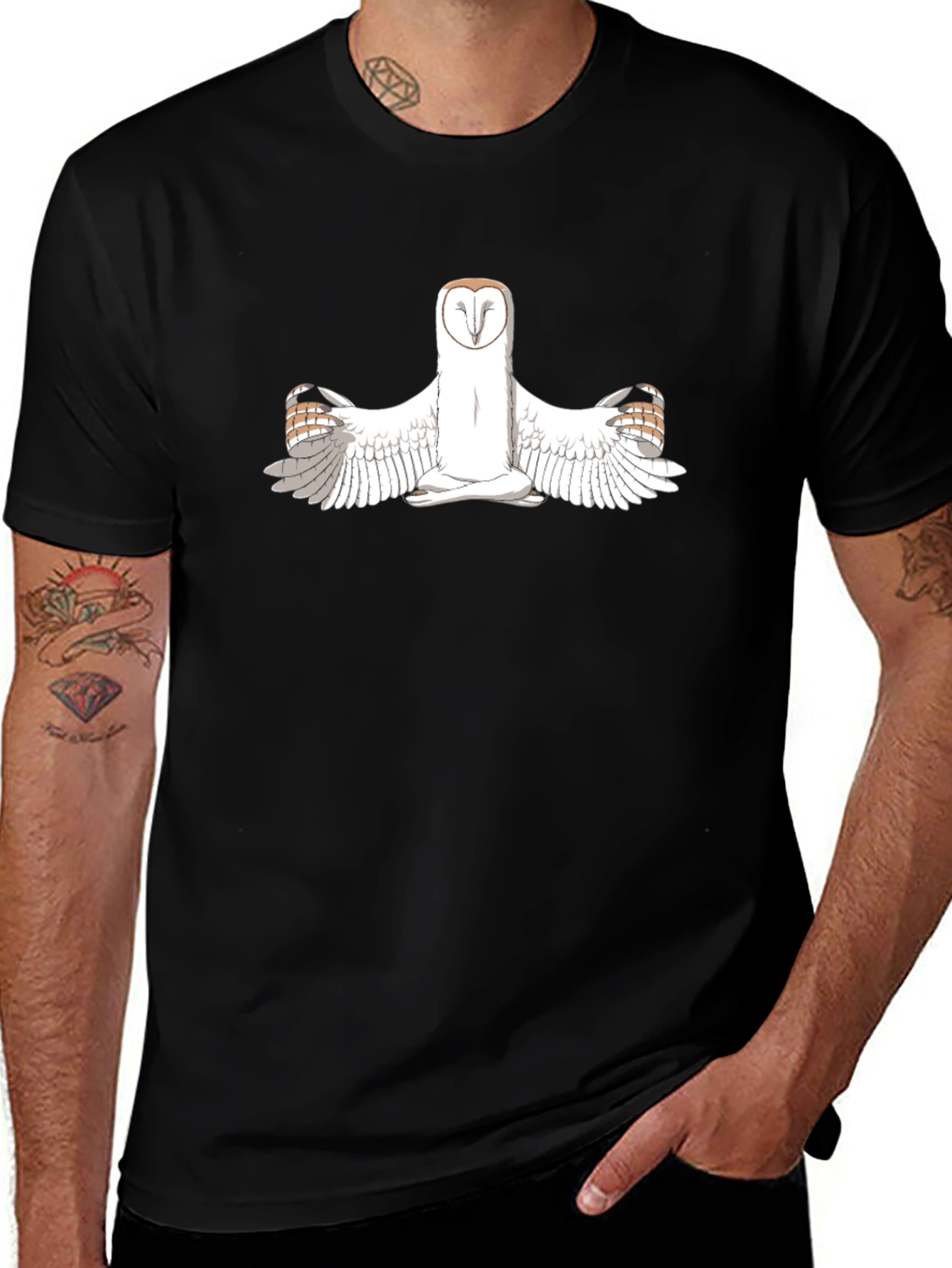 Owl Yoga T-Shirt - Black