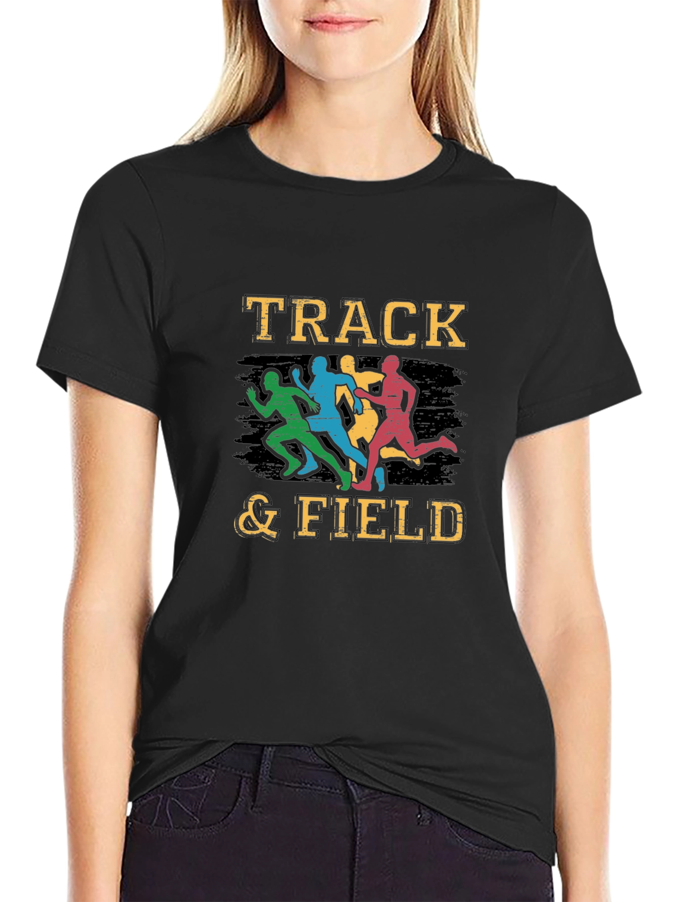 Track & Field Graphic T-Shirt - Runner Silhouette Design
