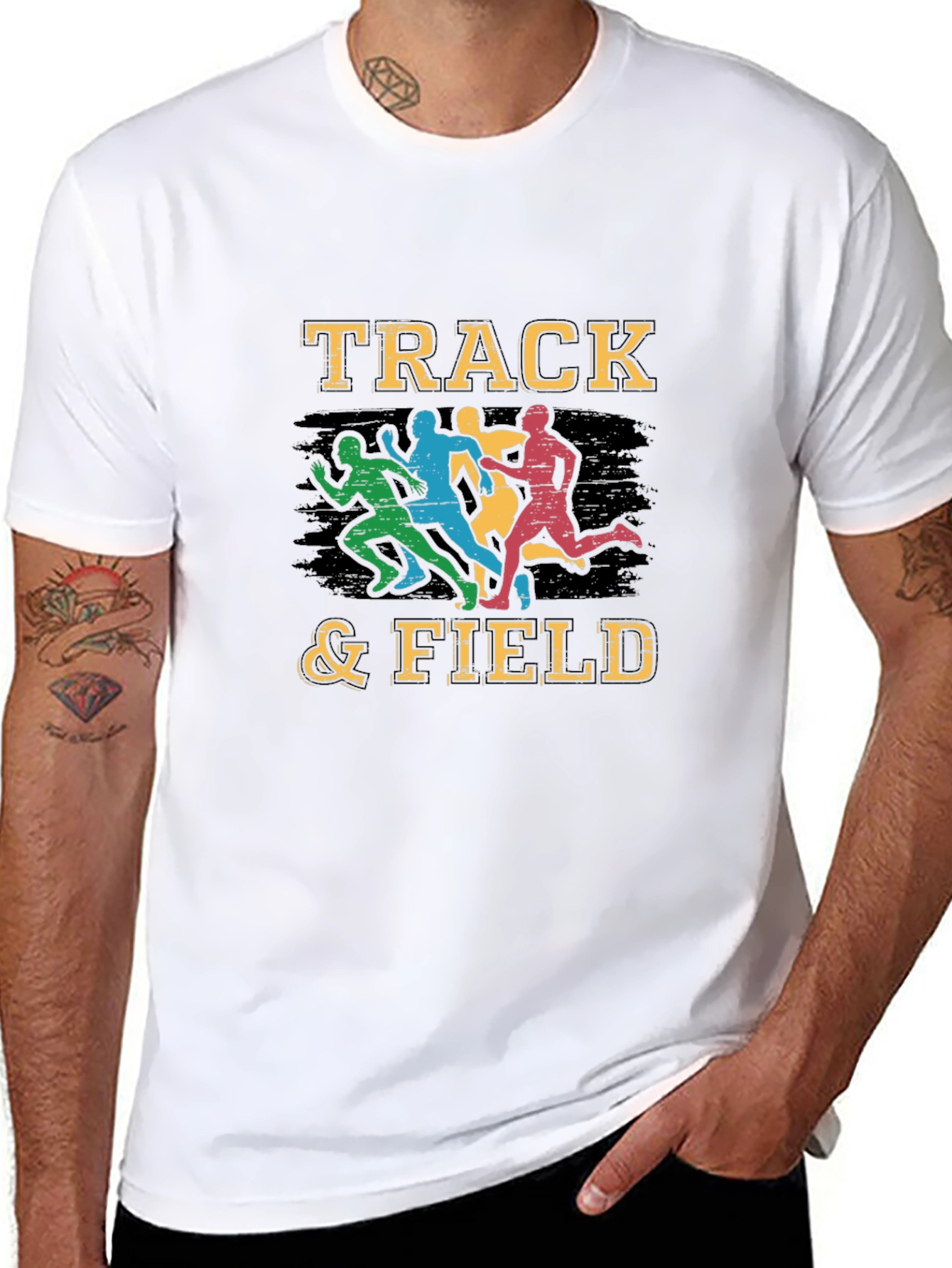 Track & Field Graphic T-Shirt - Runner Silhouette Design