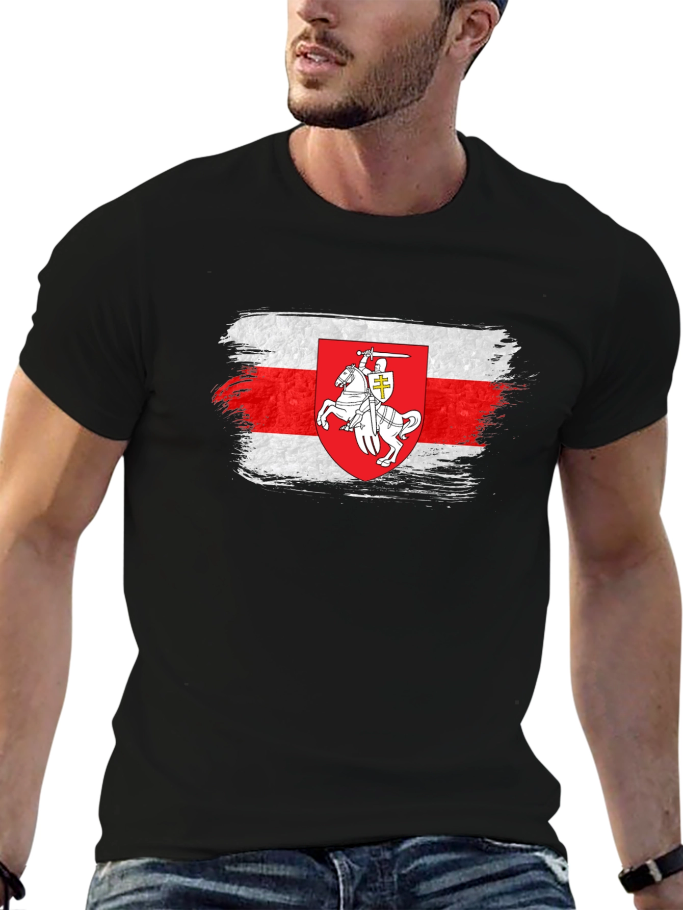 Belarus Pahonia Flag T-Shirt - Distressed Style