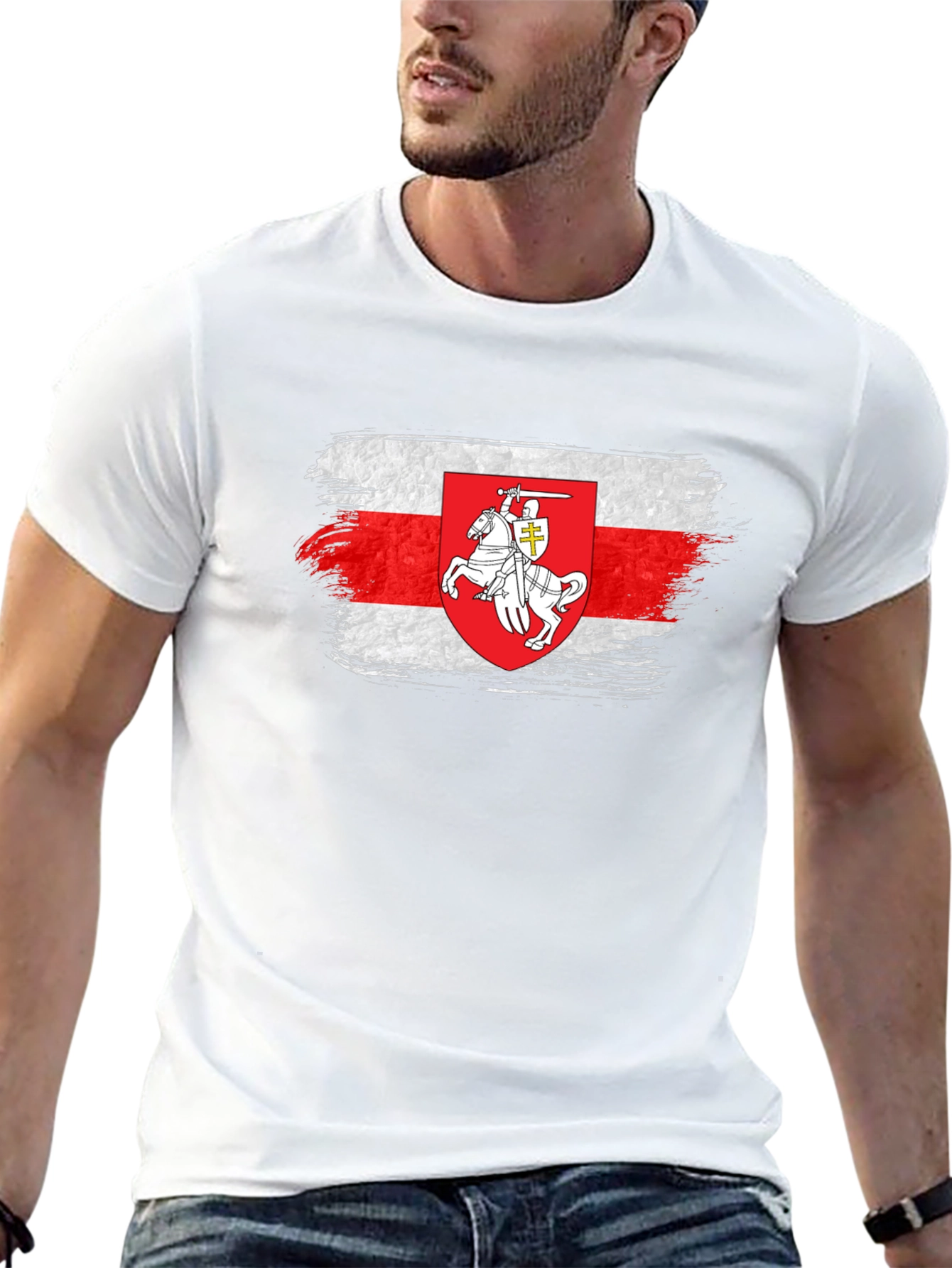 Belarus Pahonia Flag T-Shirt - Distressed Style