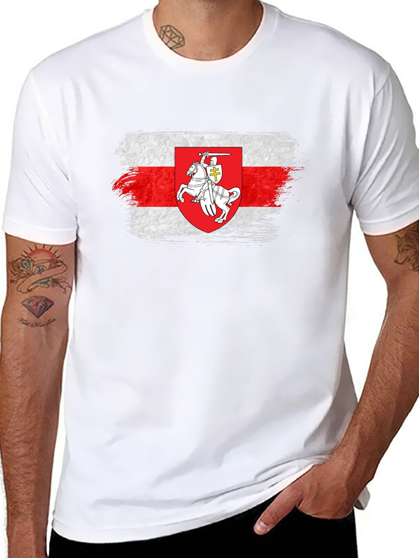 Belarus Pahonia Flag T-Shirt - Distressed Style