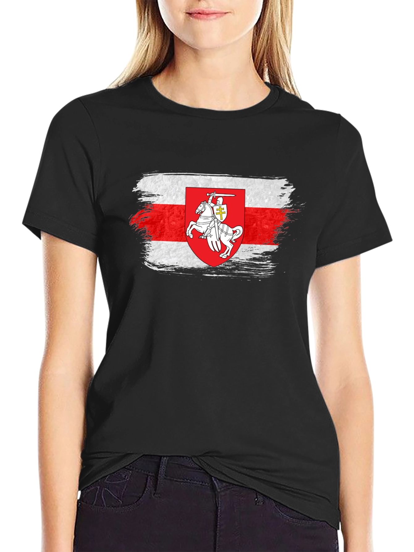 Belarus Pahonia Flag T-Shirt - Distressed Style