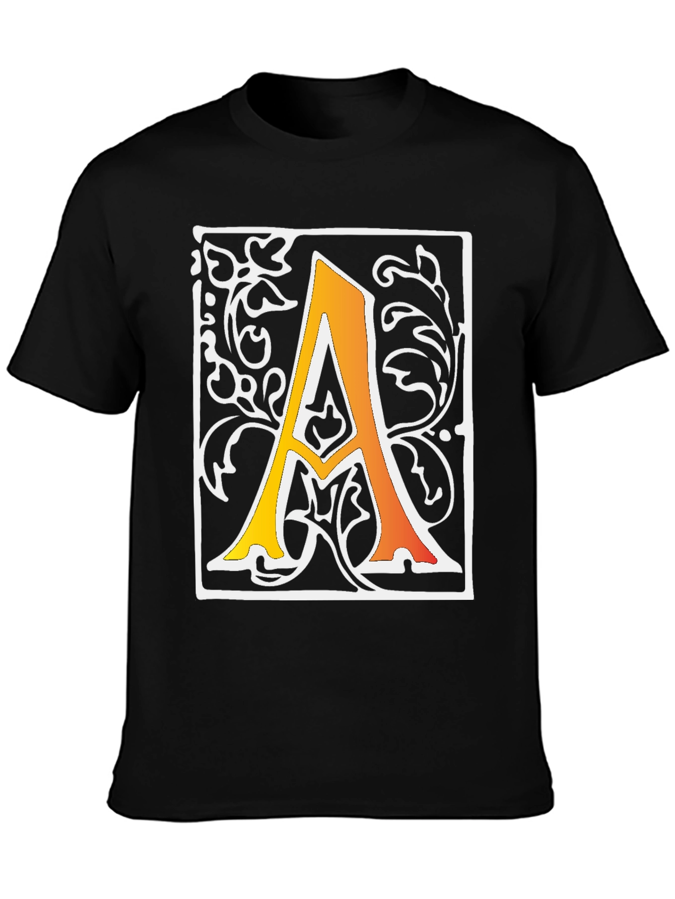 Letter A Graphic Tee - Black Cotton Blend