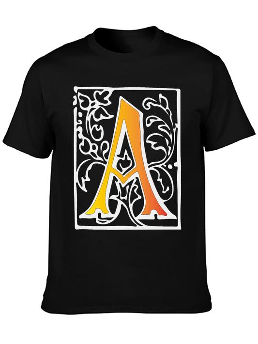 Letter A Graphic Tee - Black Cotton Blend