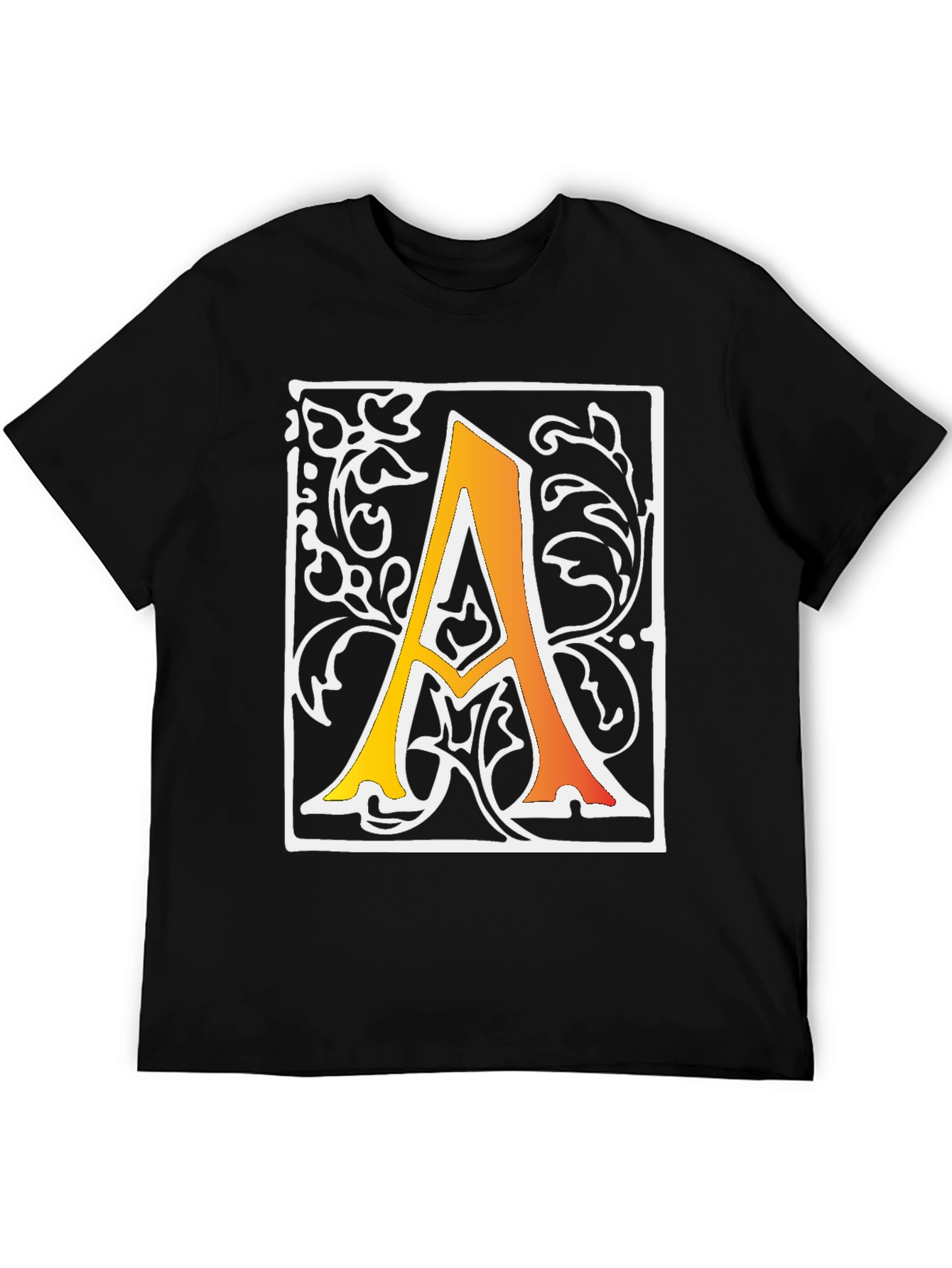 Letter A Graphic Tee - Black Cotton Blend