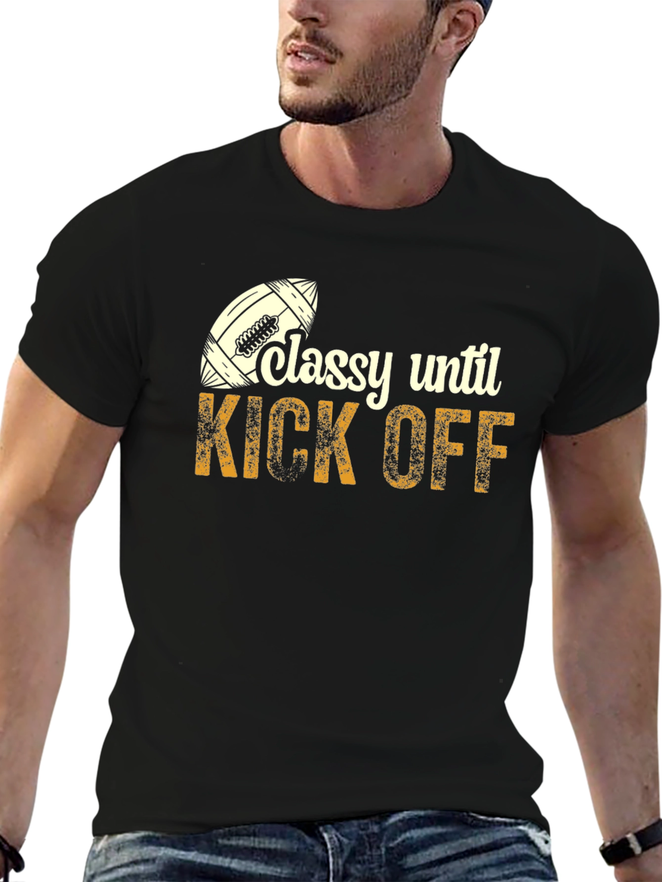 Classy Until Kick Off Football Graphic T-Shirt