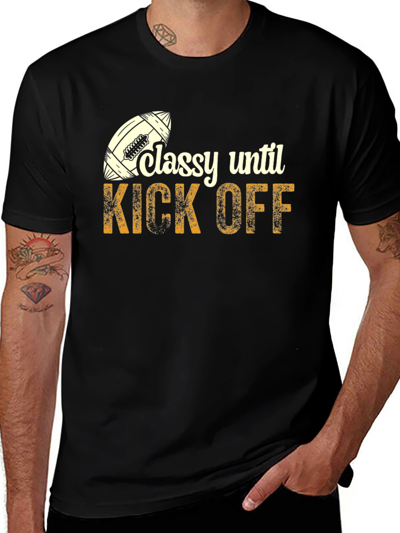 Classy Until Kick Off Football Graphic T-Shirt