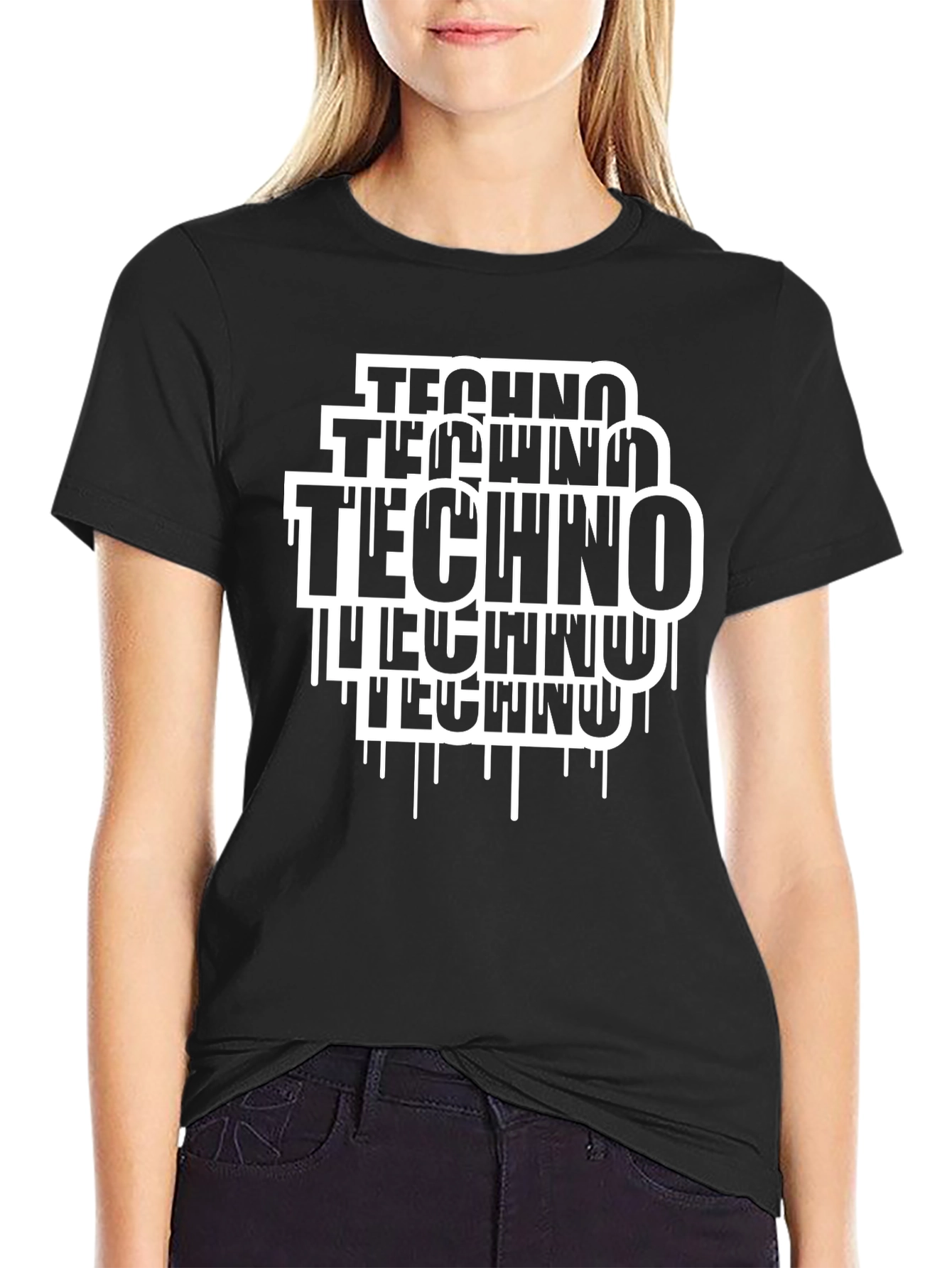 Techno Drip Graphic Tee - Modern Black T-Shirt