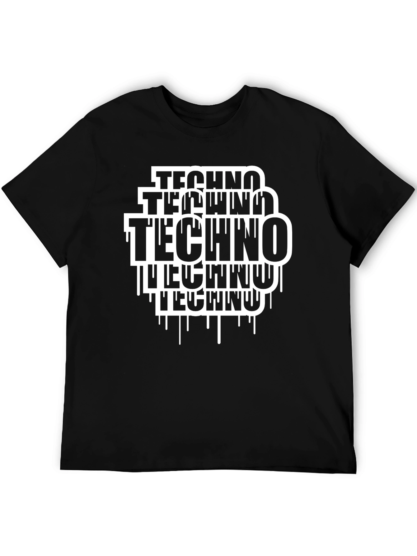 Techno Drip Graphic Tee - Modern Black T-Shirt
