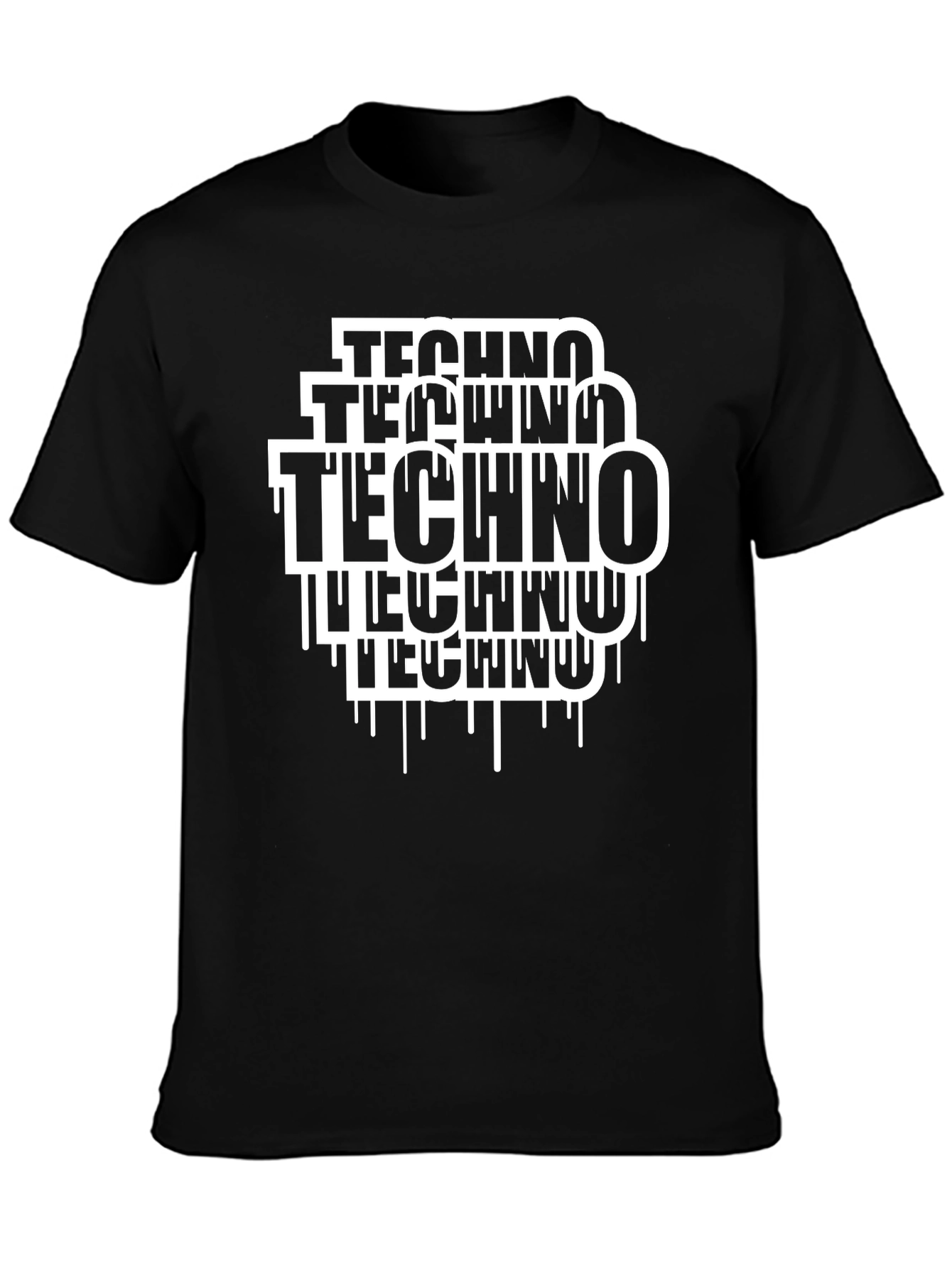 Techno Drip Graphic Tee - Modern Black T-Shirt