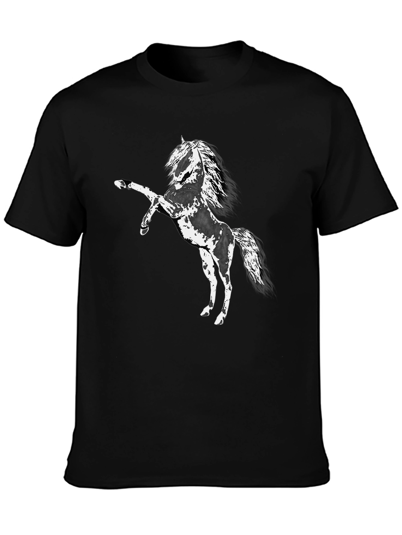 Black T-Shirt with Horse Graphic