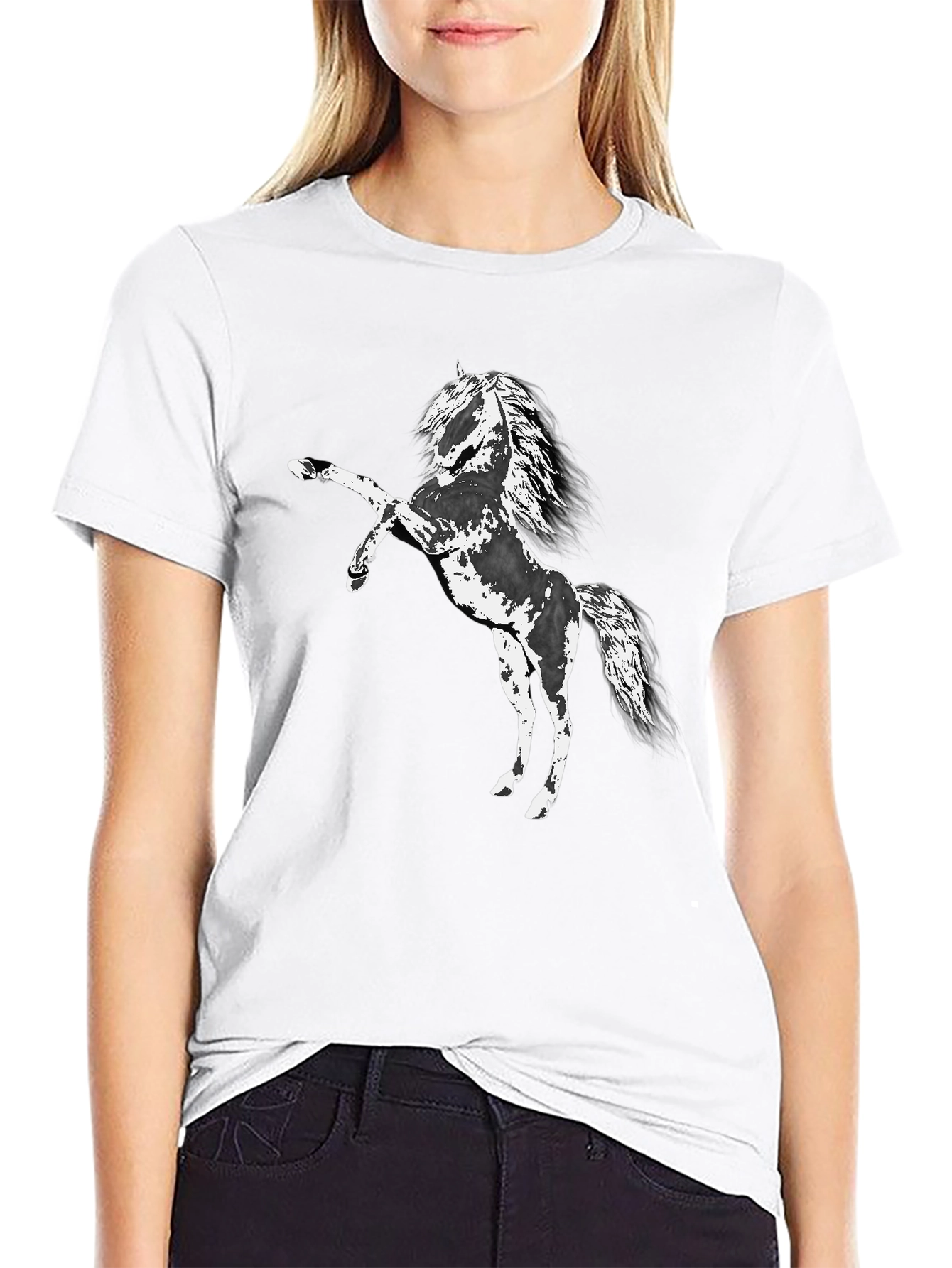 Black T-Shirt with Horse Graphic