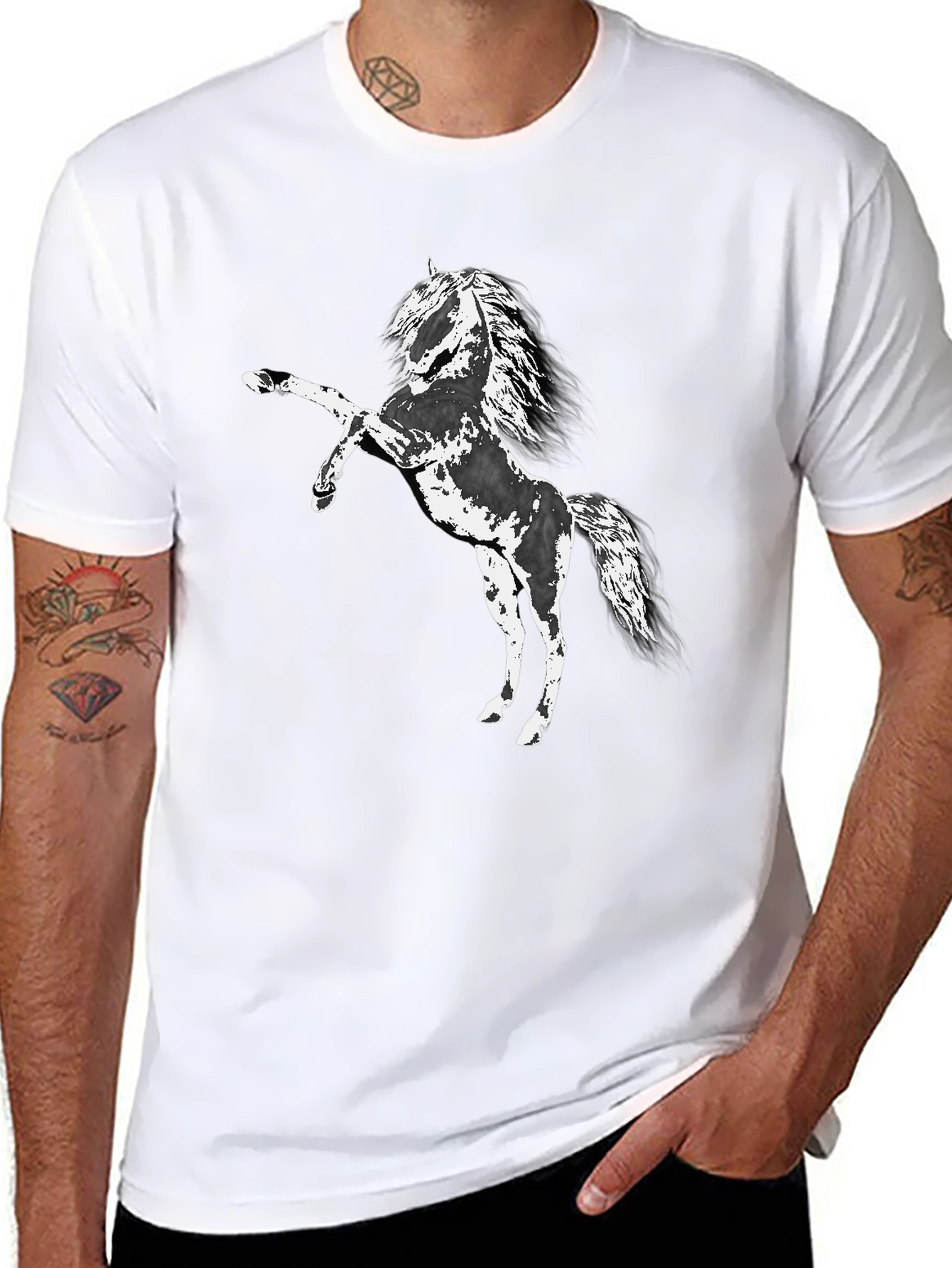 Black T-Shirt with Horse Graphic