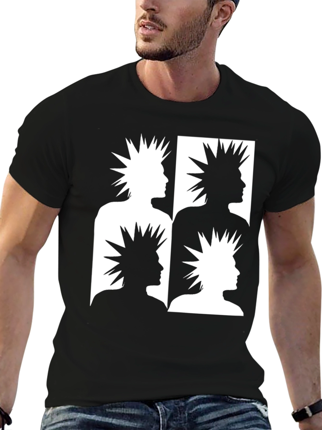 Retro Punk Rock Graphic Tee - Black