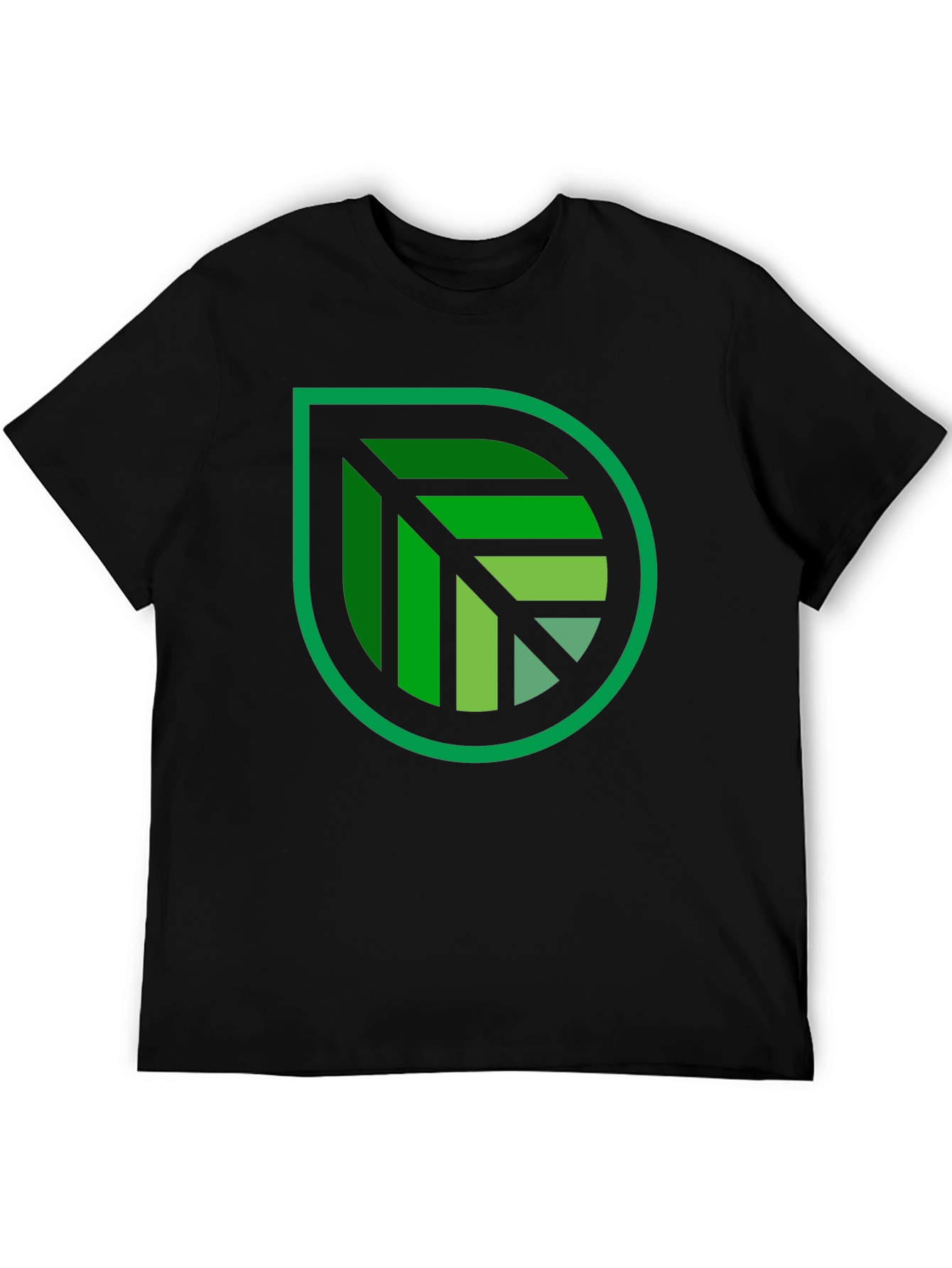Green Leaf Graphic Black T-Shirt