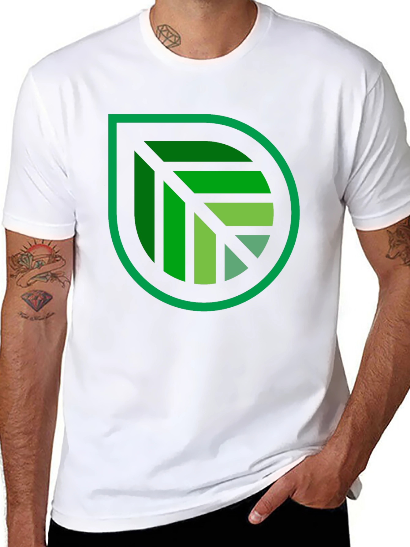 Green Leaf Graphic Black T-Shirt