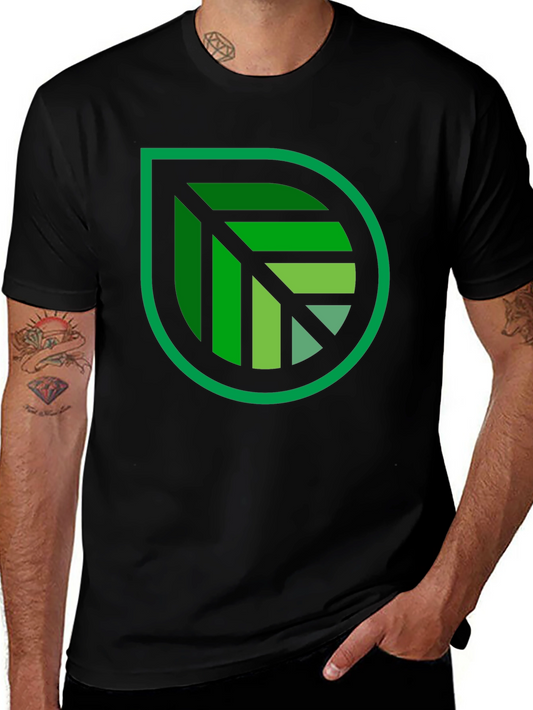 Green Leaf Graphic Black T-Shirt