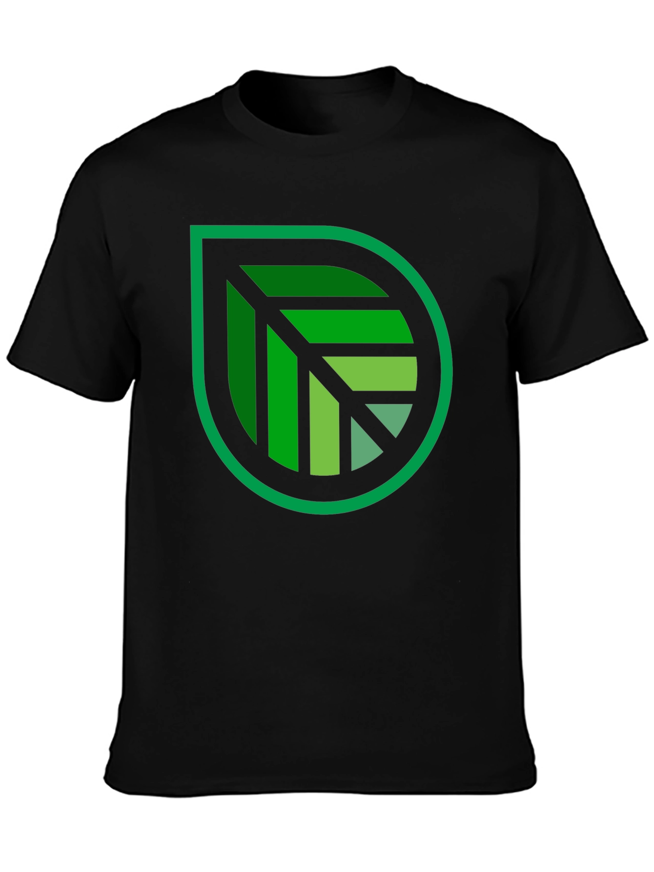 Green Leaf Graphic Black T-Shirt