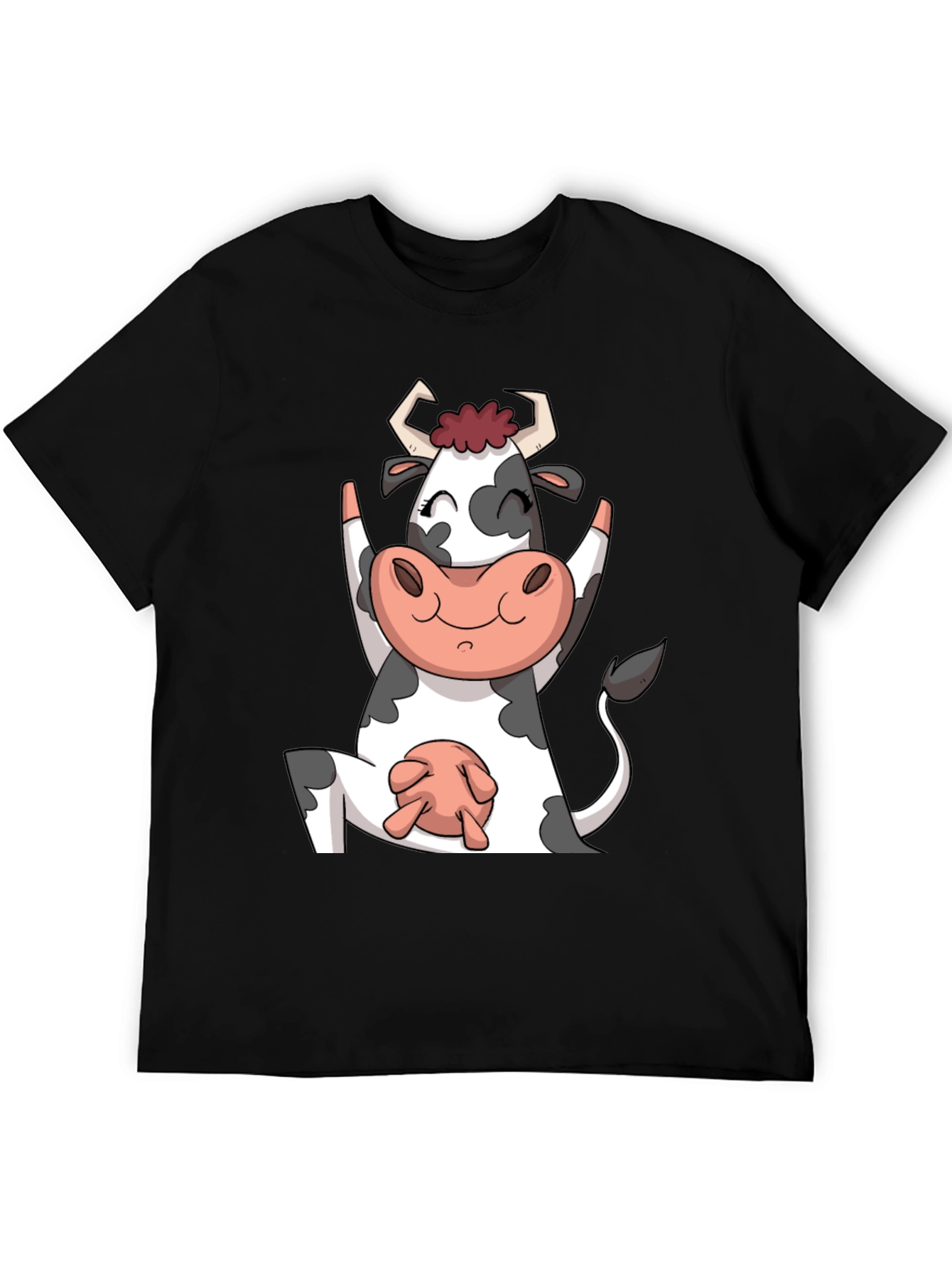 Yoga Cow Black T-Shirt Funny Animal Tee