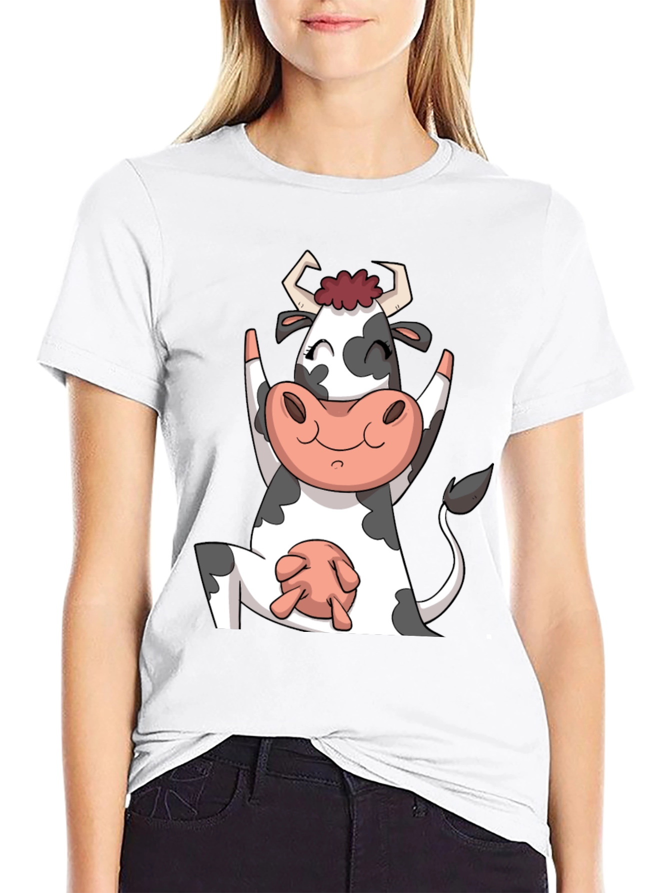 Yoga Cow Black T-Shirt Funny Animal Tee