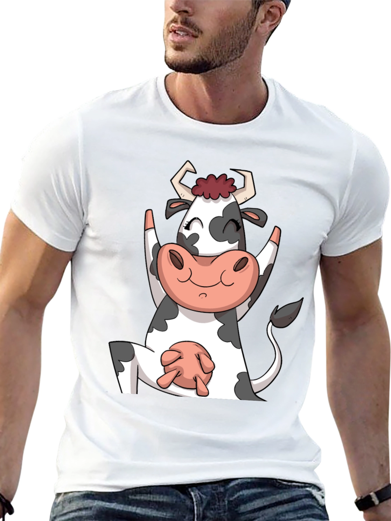 Yoga Cow Black T-Shirt Funny Animal Tee