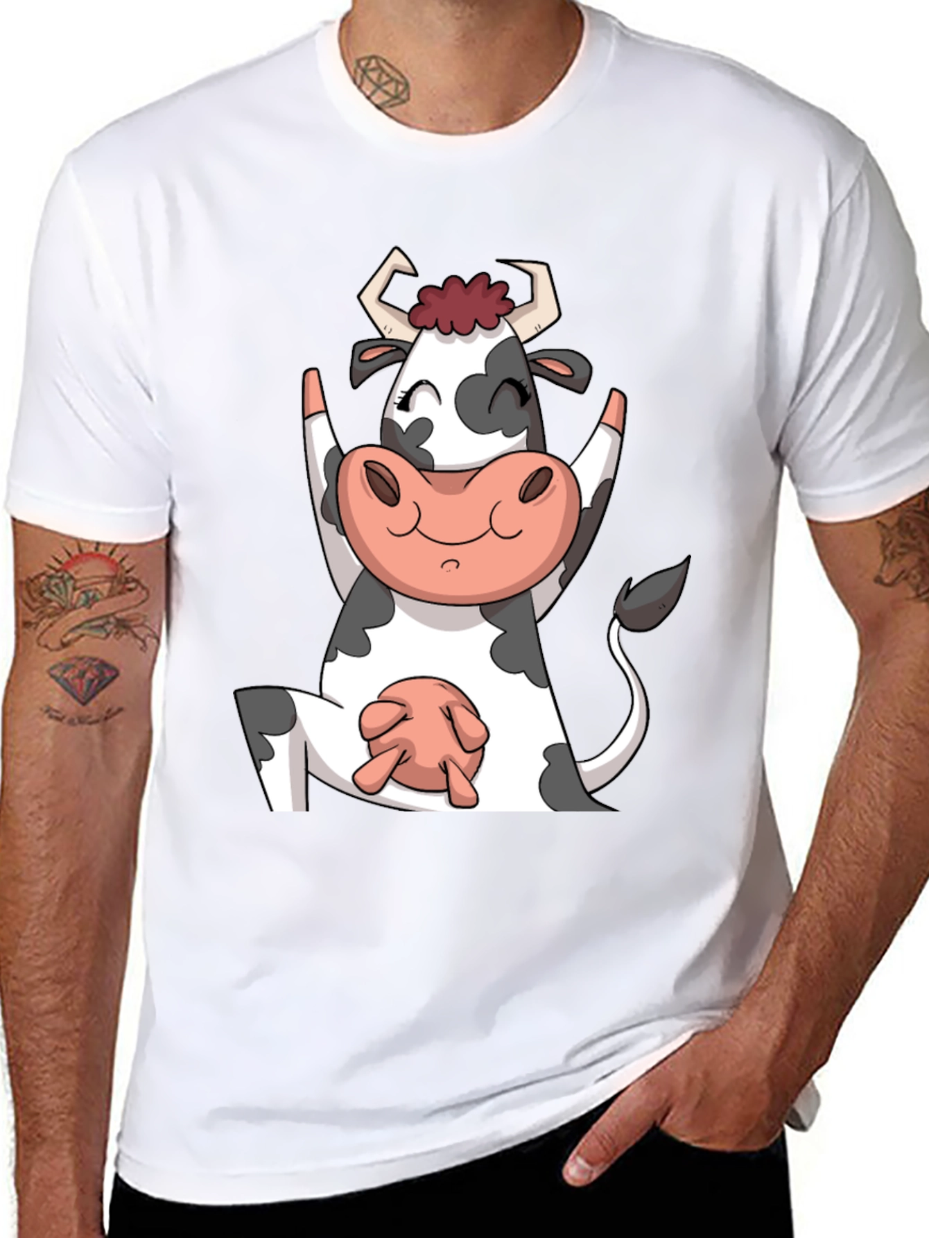 Yoga Cow Black T-Shirt Funny Animal Tee