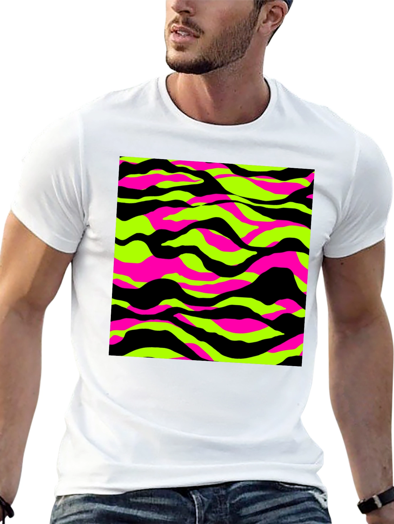 Vibrant Camo Graphic Tee - Mens Black T-Shirt