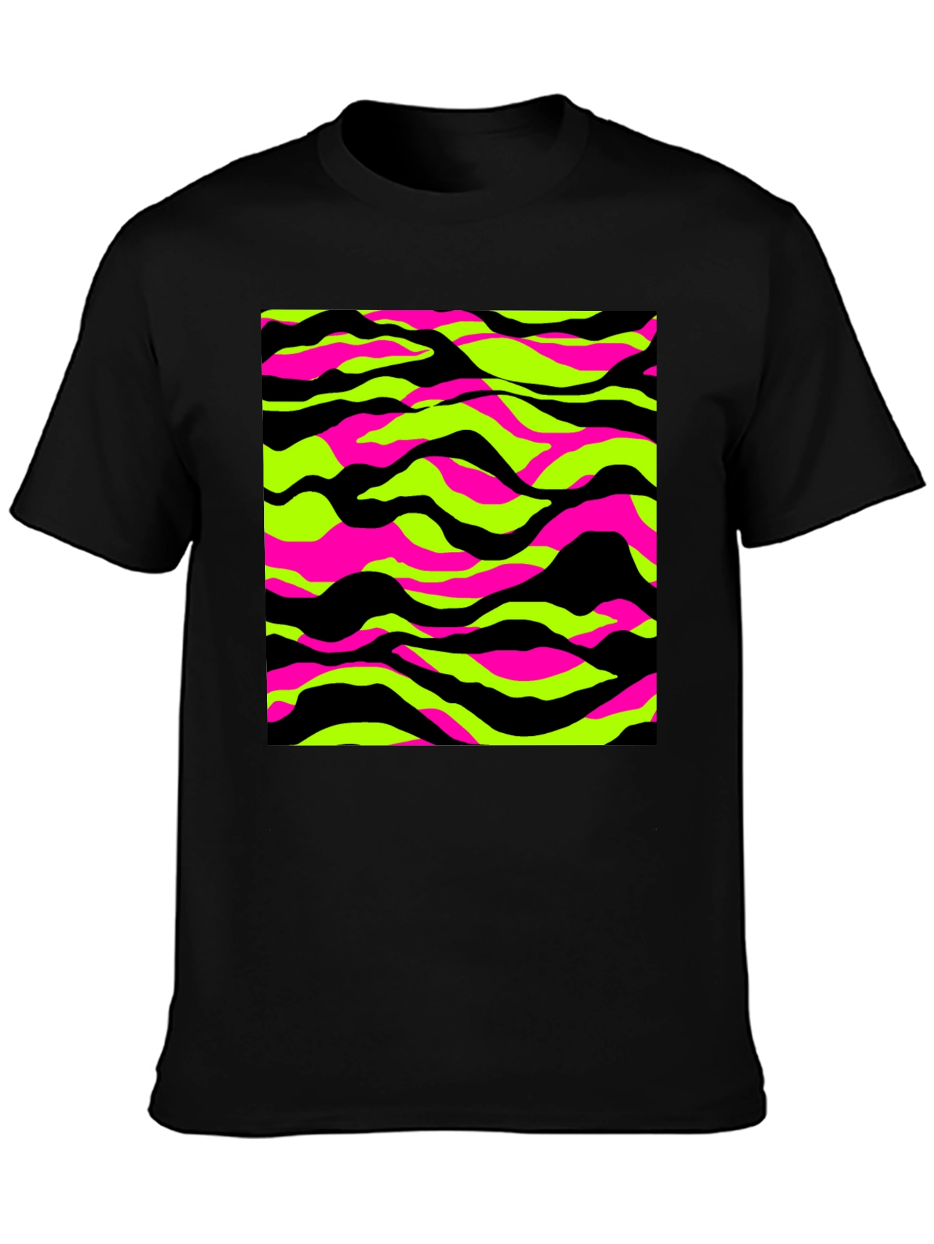 Vibrant Camo Graphic Tee - Mens Black T-Shirt